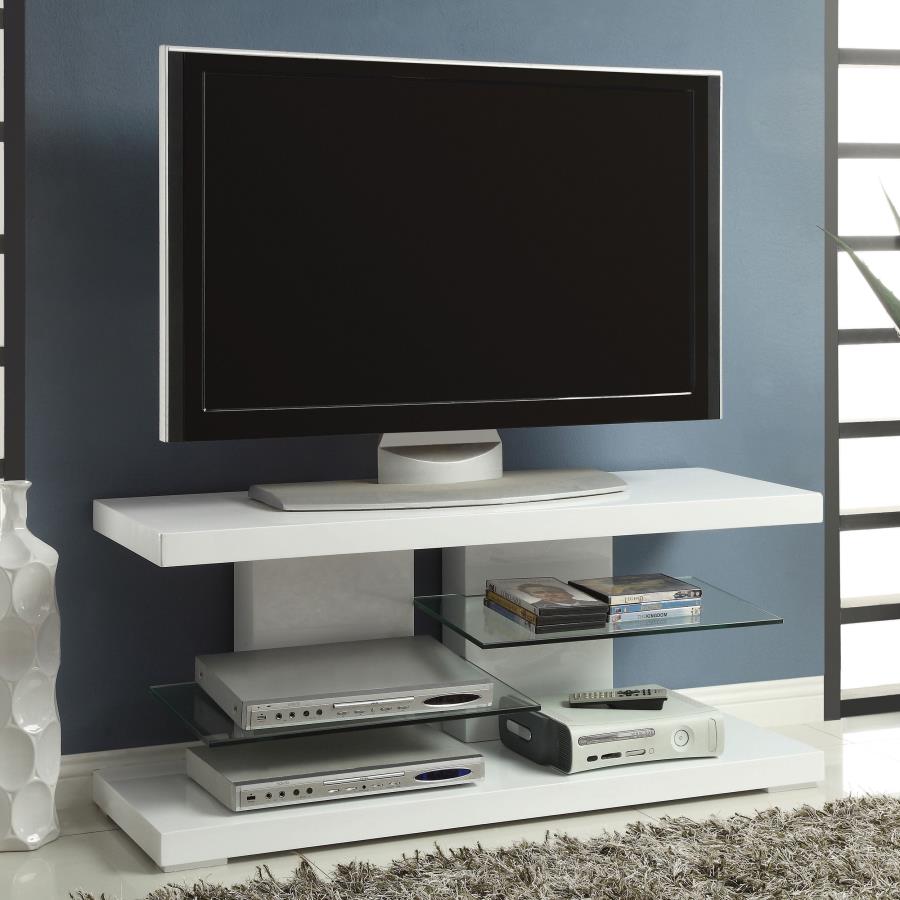 2-shelf Wood 47" TV Stand White High Gloss