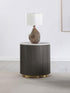 Round Marble Top Side End Table White and Charcoal