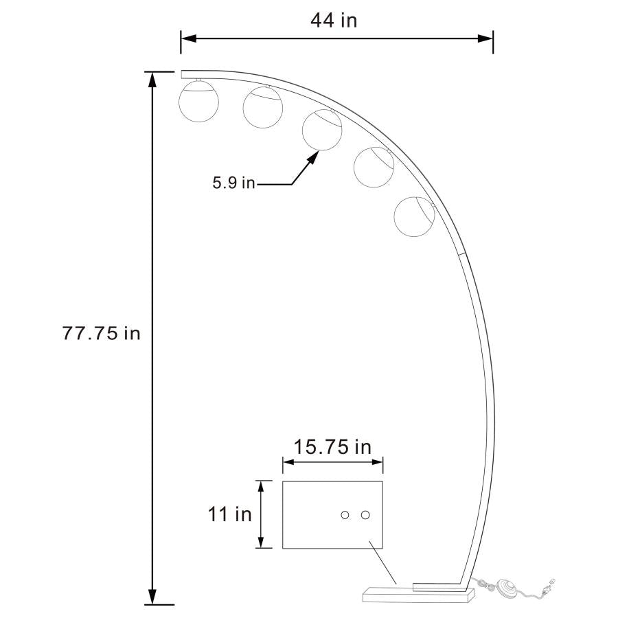 78-inch Spherical 5-light Arc Metal Floor Lamp Black