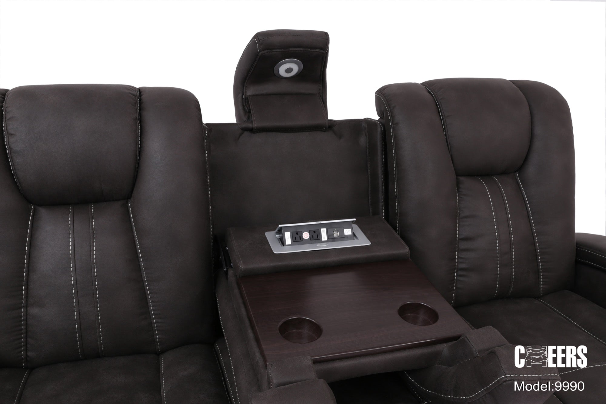 Caleb Dual Reclining Sofa with Drop-Down Table & Charging Station